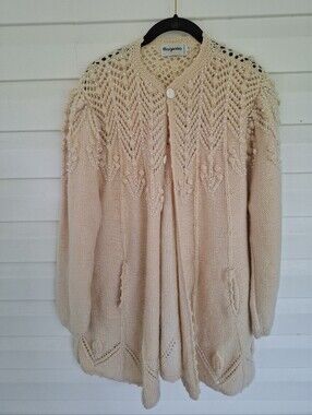 Magnolia Vintage Cardigan Chunky Sweater Yellow Small
